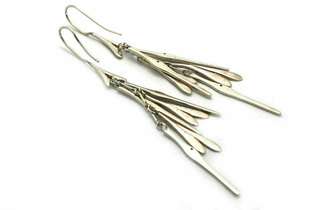 BIRKS OF CANADA STERLING SILVER DROP DANGLE EARRINGS: Birks of Canada Sterling Silver Drop Dangle Earrings Brand: Birks of Canada Type: Earring Material: 925 sterling silver Color: silver Size: Measurement: 3.75" long x 0.50" Accessories: None