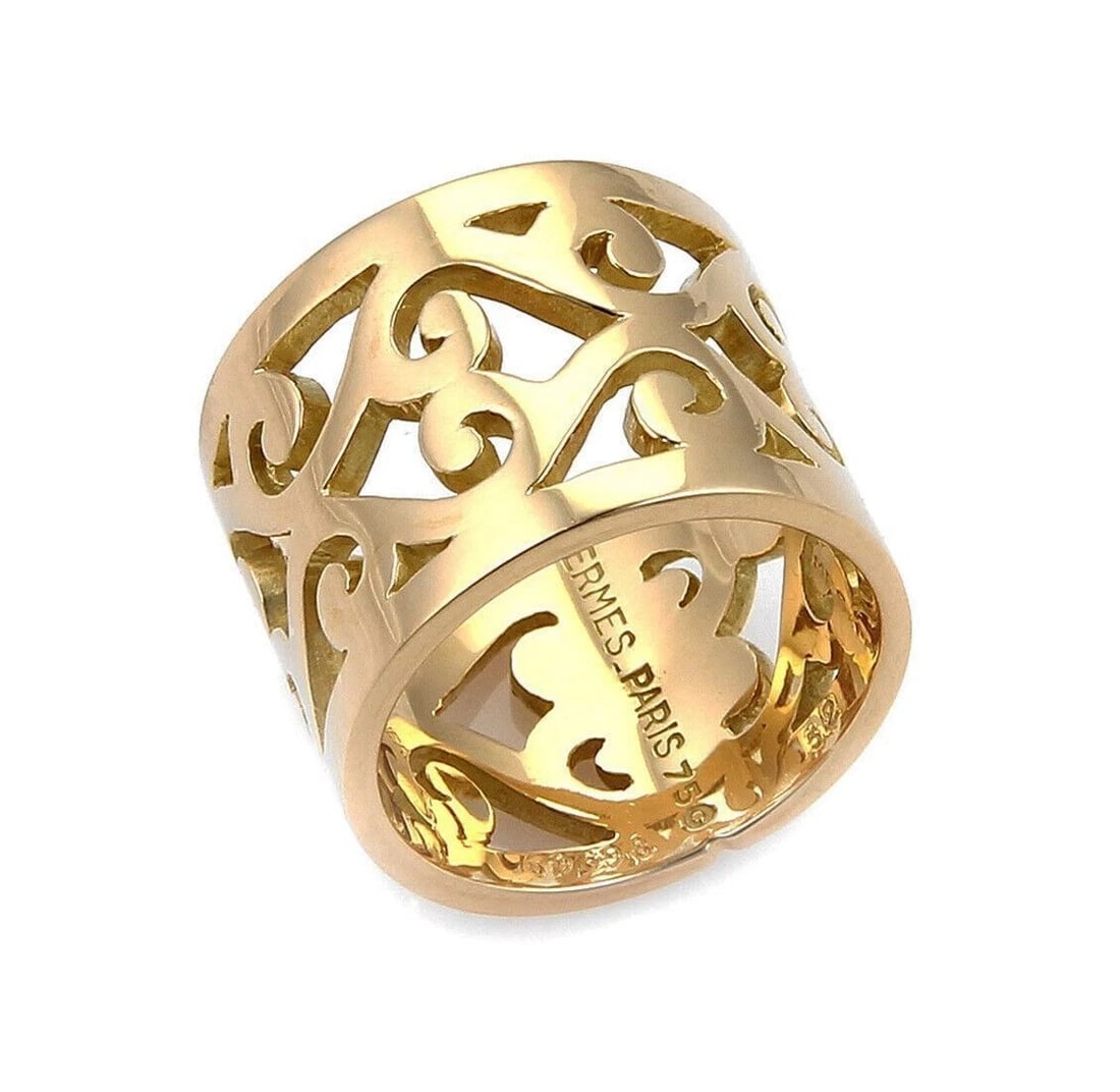 HERMES OPEN SWIRL PATTERN BAND RING - 3