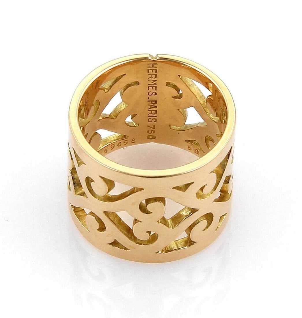 HERMES OPEN SWIRL PATTERN BAND RING - 4