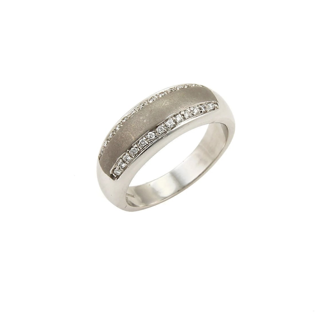 ROBERTO COIN DIAMONDS 18K WHITE GOLD WIDE BAND RING: Roberto Coin Diamonds 18k White Gold Wide Band Ring Brand: Roberto Coin Type: ring Material: 18k white gold Color: white Size: 6 US Accessories: None Accessories Notice: When purchasing