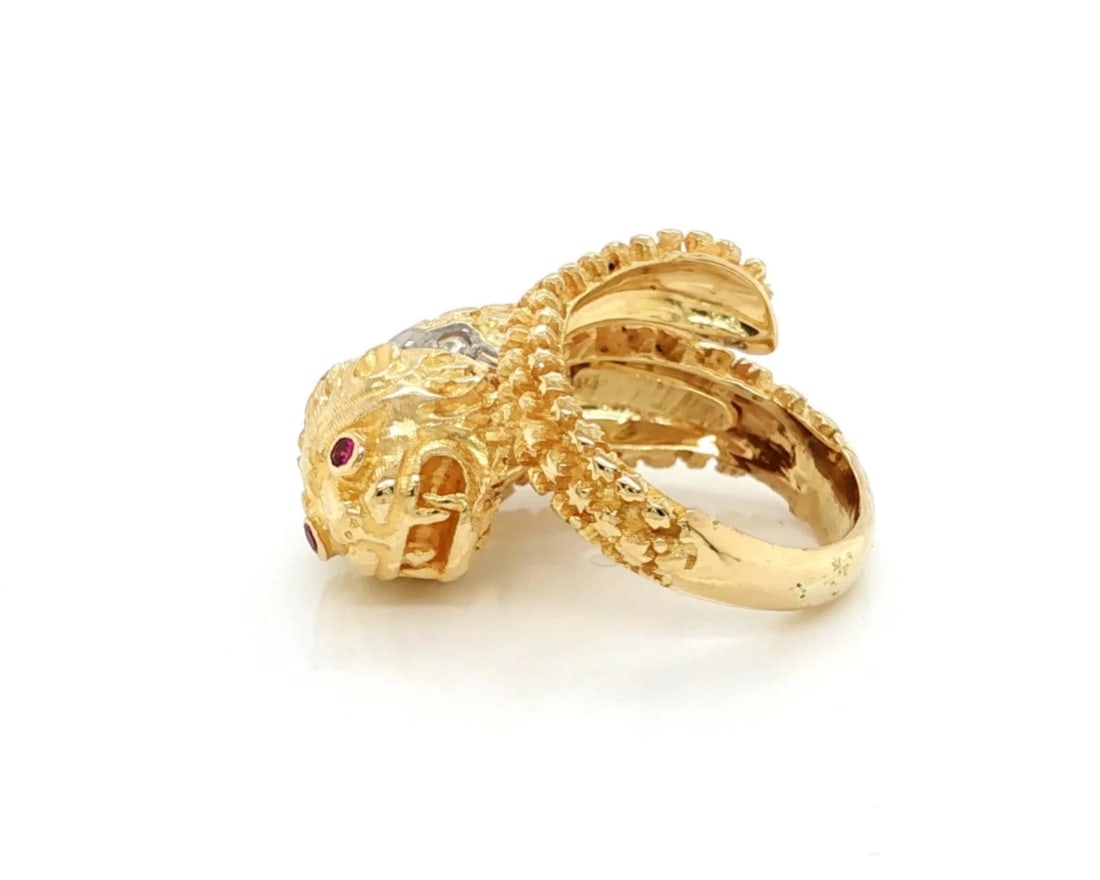 DIAMOND RUBY SNAKE BYPASS RING GREEK - 4