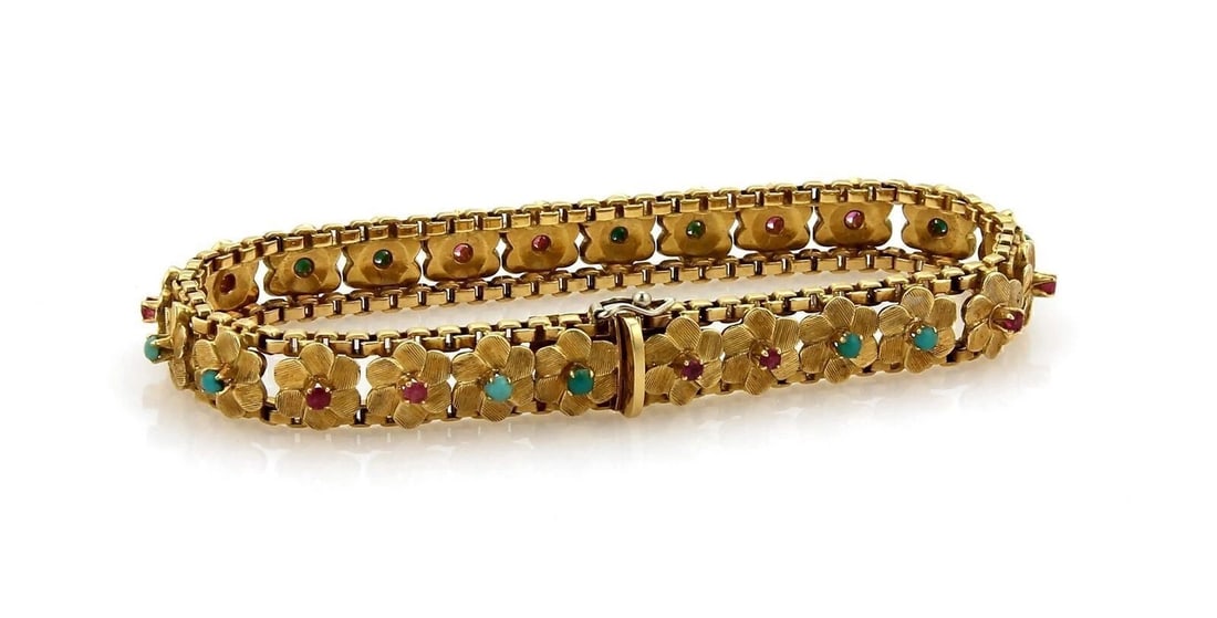 MULTIGEMS FLORAL LINK BRACELET - 2