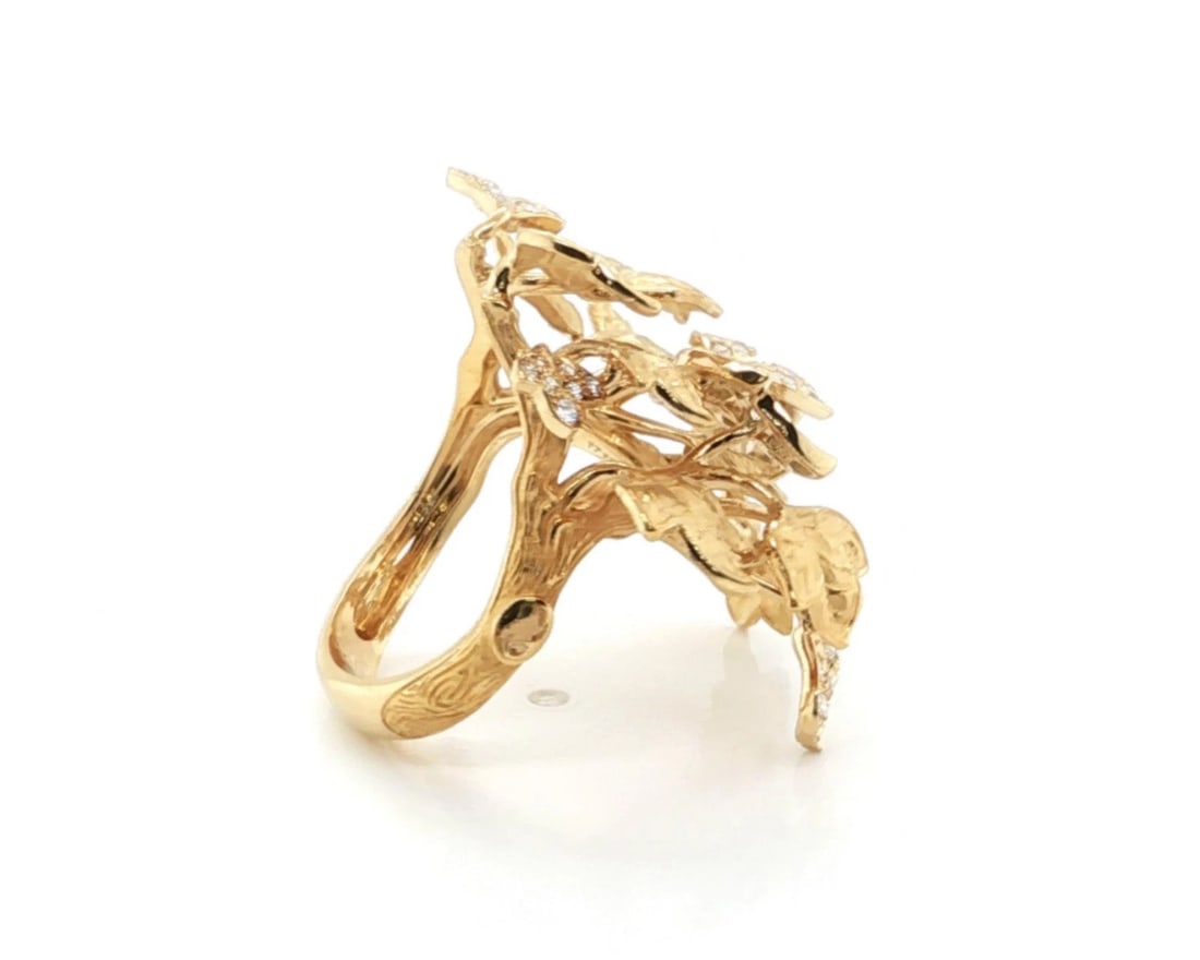 MAGERIT VERONA DIAMOND LEAF CLUSTER CUFF RING - 2