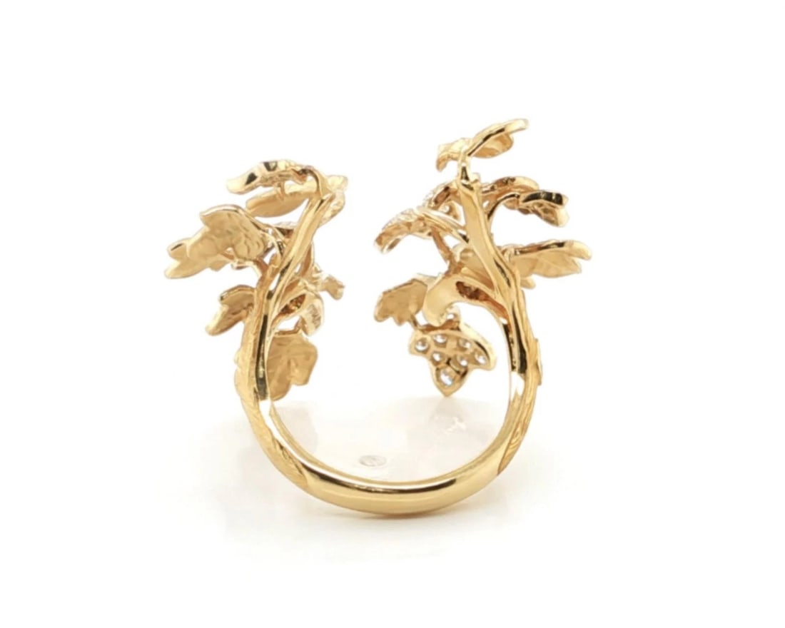 MAGERIT VERONA DIAMOND LEAF CLUSTER CUFF RING - 3