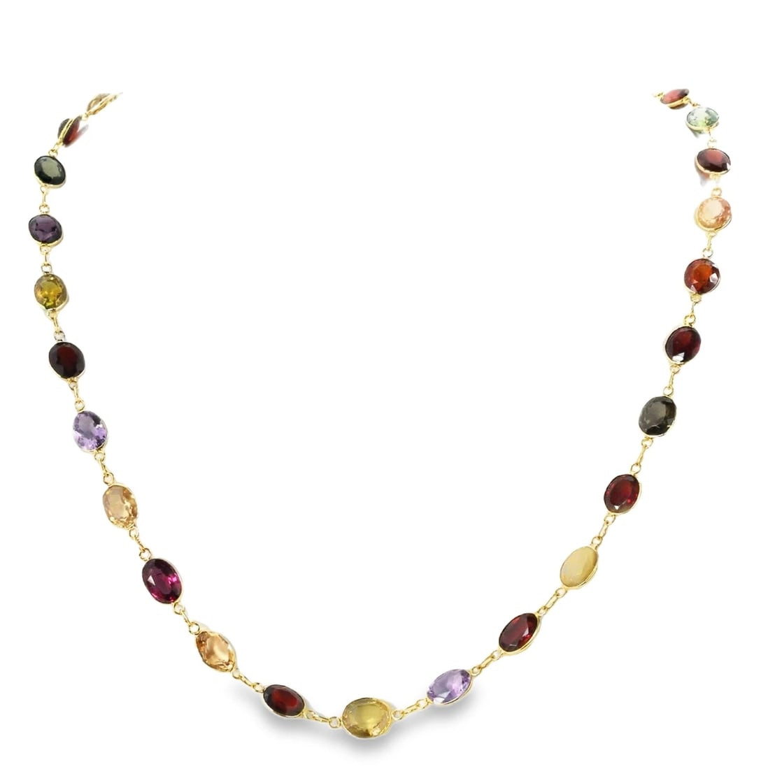 MULTICOLOR GEMSTONE OVAL LINK NECKLACE - 2