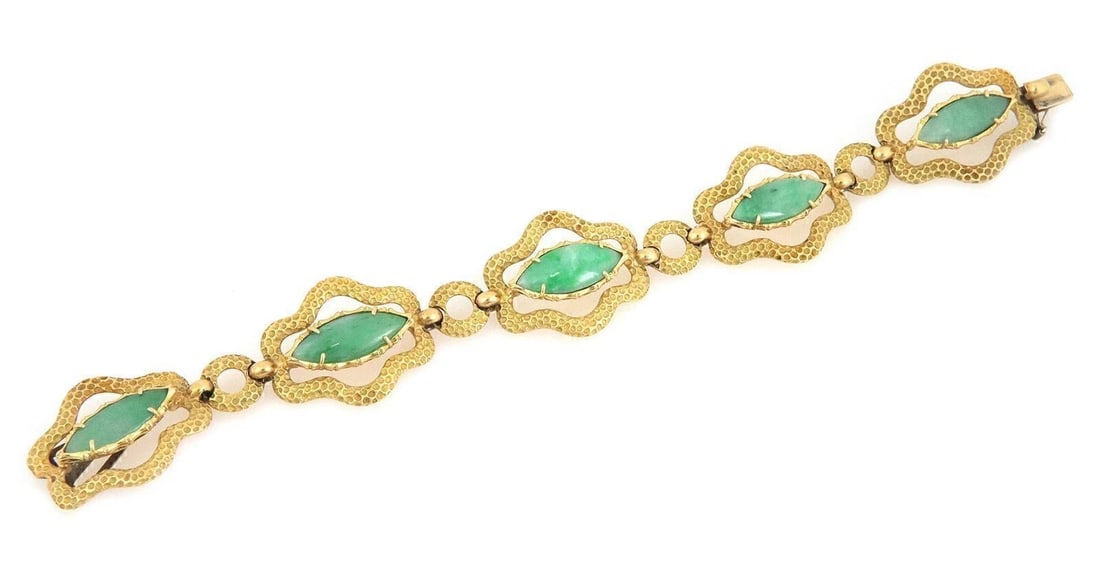 OVAL JADE LINK BRACELET - 2