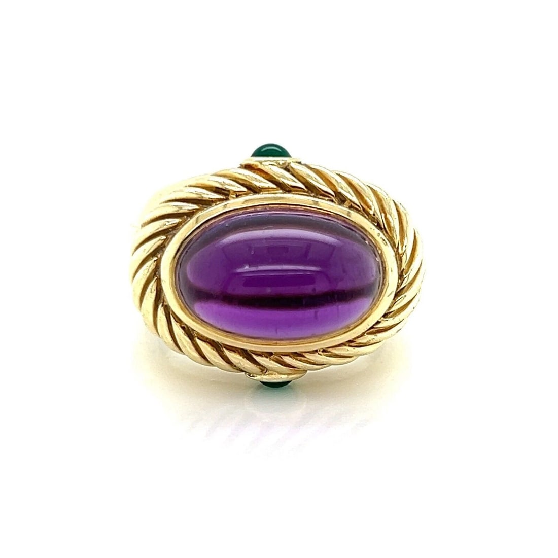 DAVID YURMAN CABLE RING AMETHYST & GREEN ONYX: David Yurman Cable Ring Amethyst & Green Onyx Brand: David Yurman Type: Ring Material: 14k Yellow Gold Main Stone/Creation/Gemstone Gemstones: Cabochon amethyst & green onyx Color: None Size: 7 US