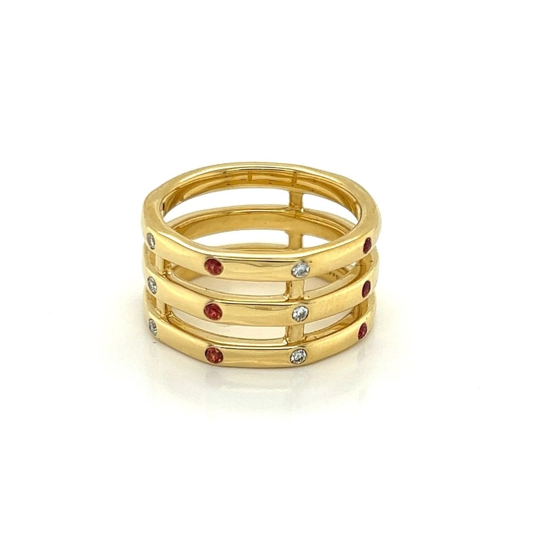 IPPOLITA GLAMAZON ORANGE TRIPLE BAND RING: Ippolita Glamazon Orange Triple Band Ring Brand: IPPOLITA Type: ring Material: 18k yellow gold Main Stone/Creation/Gemstone Sapphire Color: Yellow Size: 6.5 US Accessories: None Accessories