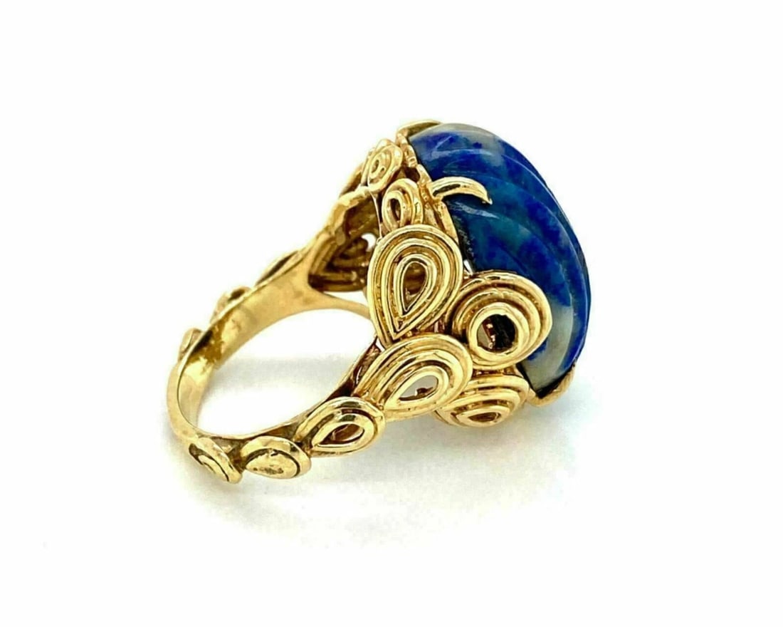MARBLE LAPIS CABOCHON RING - 6