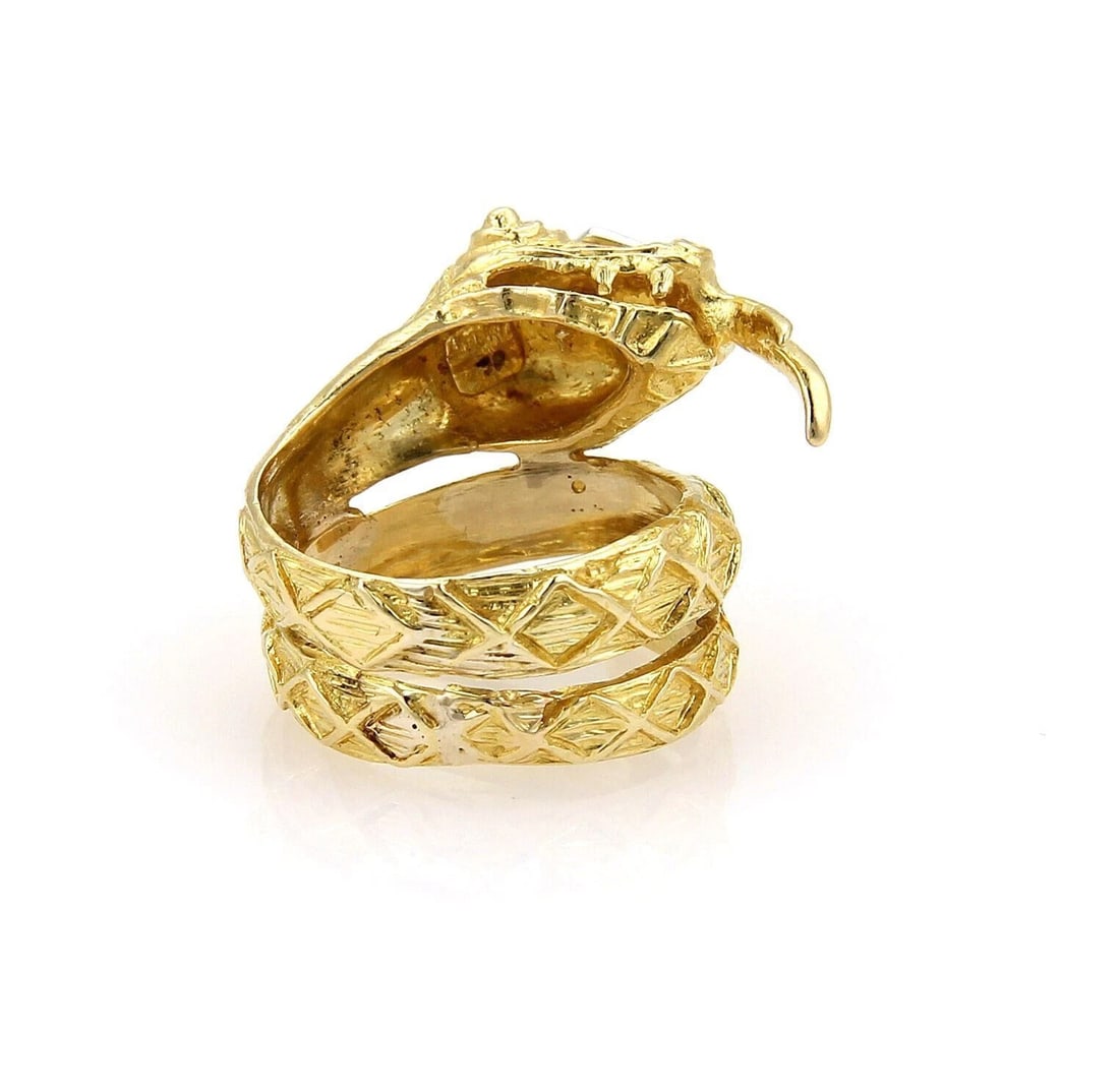 DIAMOND COILED SNAKE WIDE WRAP RING - 2
