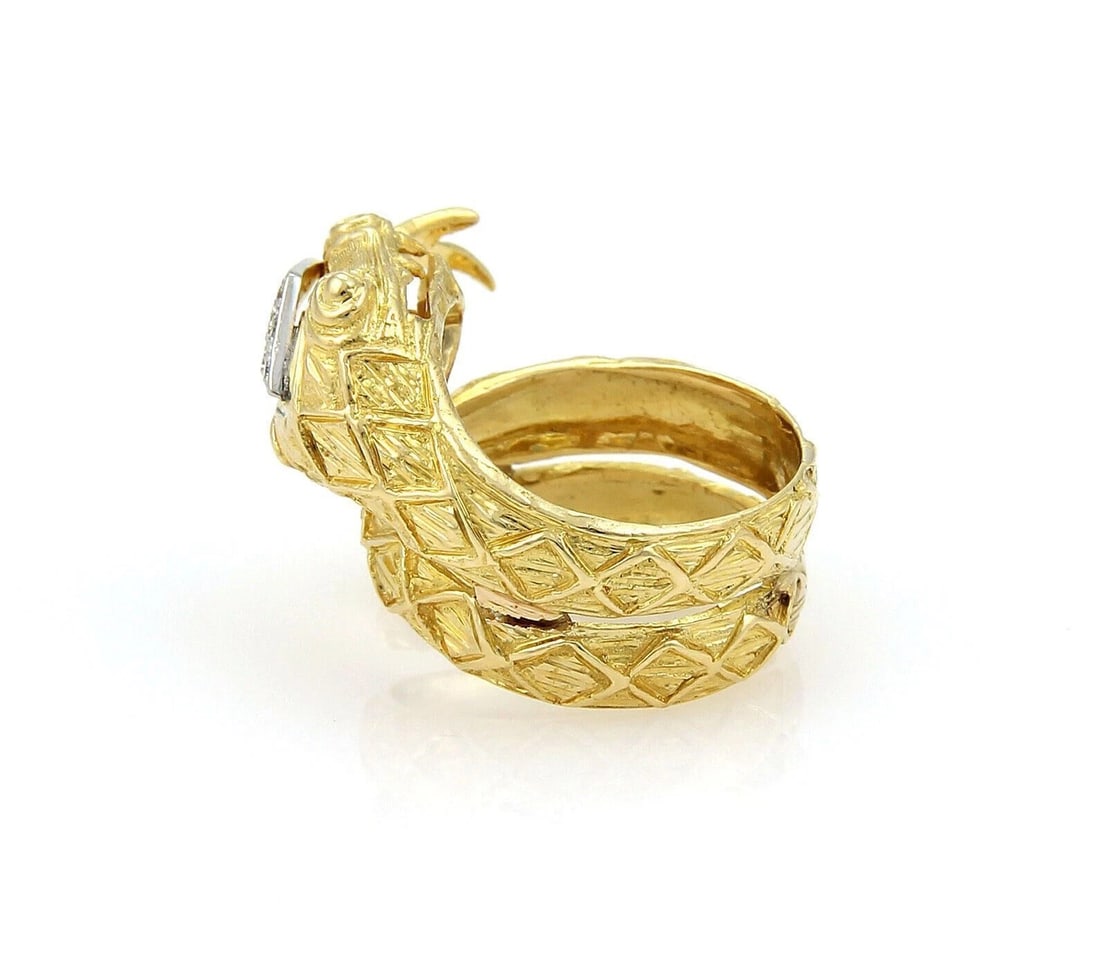 DIAMOND COILED SNAKE WIDE WRAP RING - 5
