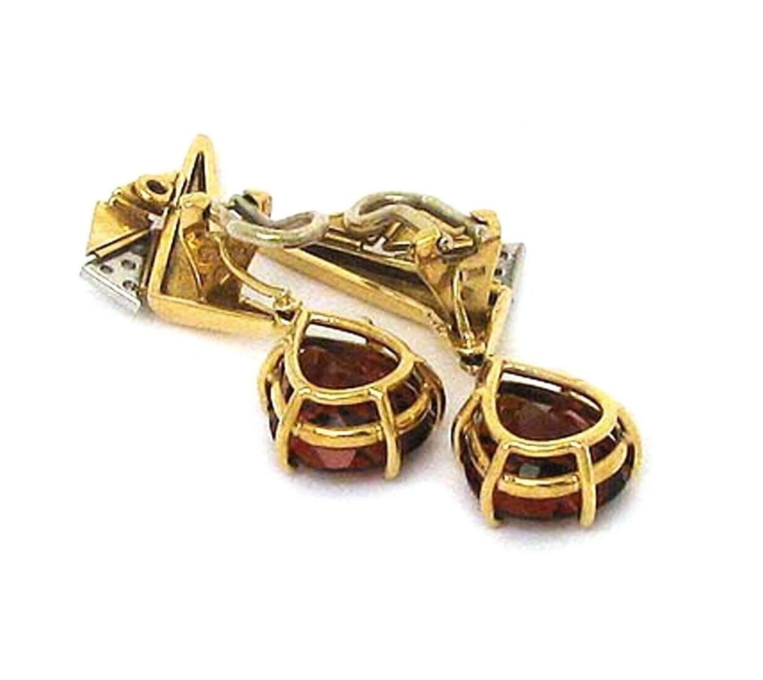 ORANGE CITRINE DIAMOND DANGLE EARRINGS - 3