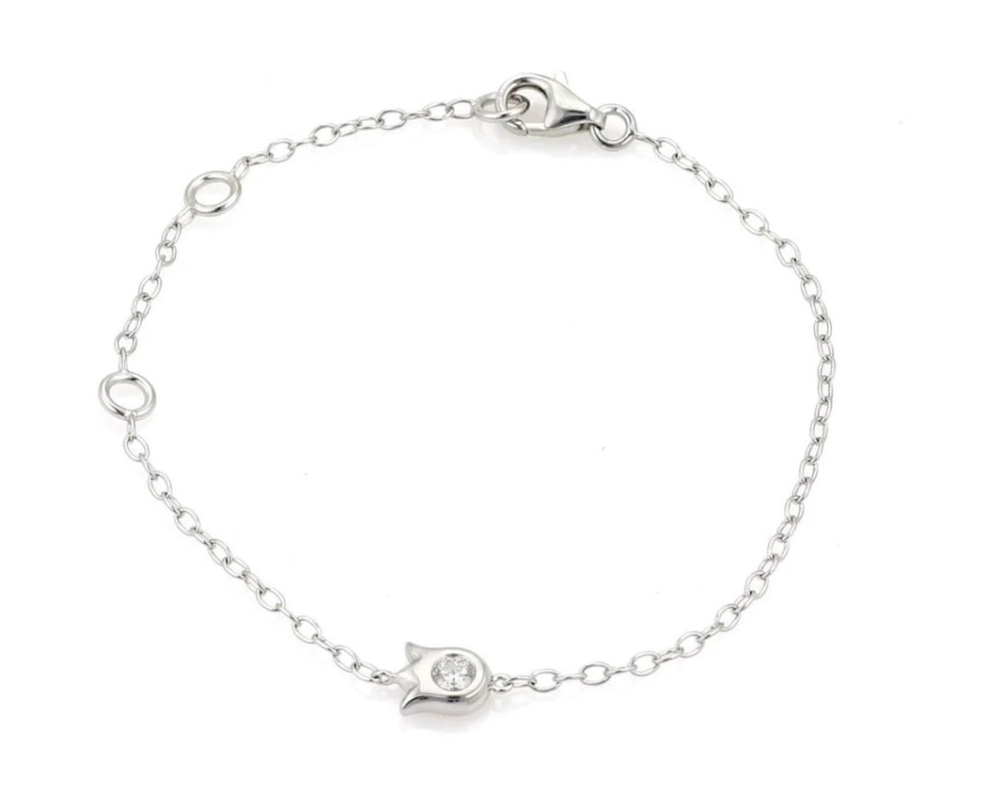 CARTIER DIAMOND TULIP FLORAL CHARM 18K WHITE GOLD CHAIN BRACELET: Cartier Diamond Tulip Floral Charm 18k White Gold Chain Bracelet Brand: Cartier Type: Bracelet Material: 18k White Gold Main Stone/Creation/Gemstone Natural Color: White Size: Measurements: 5"