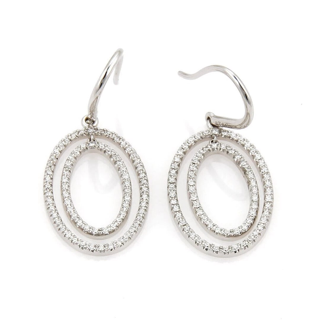 TIFFANY & CO. DIAMOND METRO OVAL 18K WHITE GOLD EARRINGS (1 of 2)