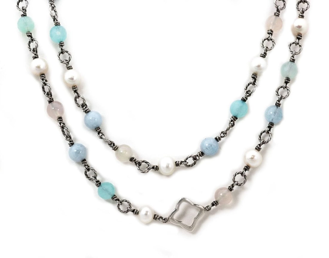DAVID YURMAN STERLING SILVER BEADED NECKLACE: David Yurman Sterling Silver Beaded Necklace Brand: David Yurman Type: Necklace Material: 925 sterling silver Color: none Size: Measurement: 40" long x 8mm x 8mm Accessories: None Accessories