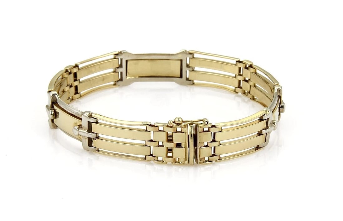 LONG CURVED FANCY GATE LINK BRACELET - 2