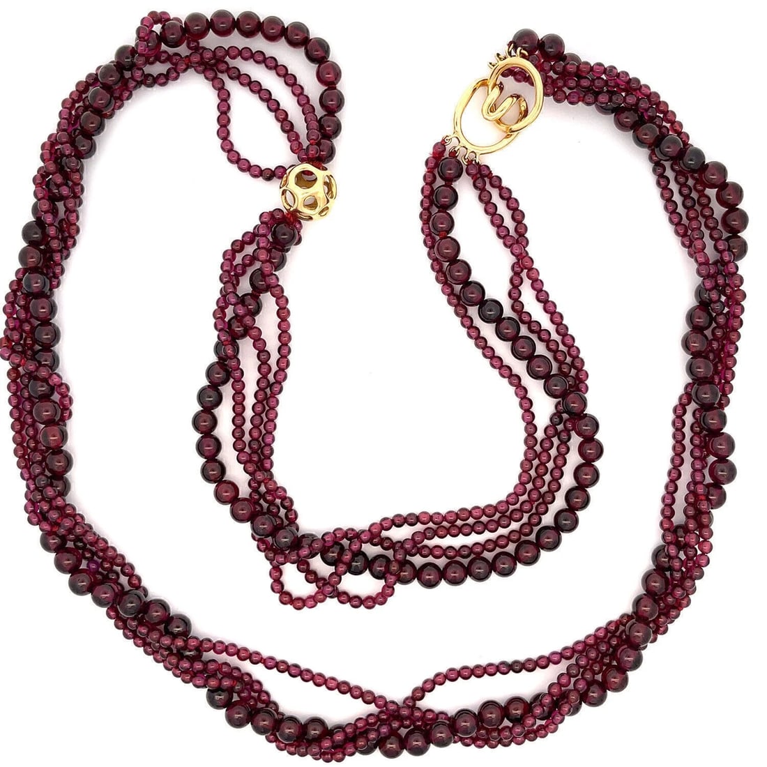 TIFFANY & CO. ANGELA CUMMINGS BEAD MOTIF LONG NECKLACE: Tiffany & Co. Angela Cummings Bead Motif Long Necklace Brand: Tiffany & Co. Type: Necklace Material: 18k Yellow Gold Main Stone/Creation/Gemstone Main Stone: Garnet Color: None Size: Length: