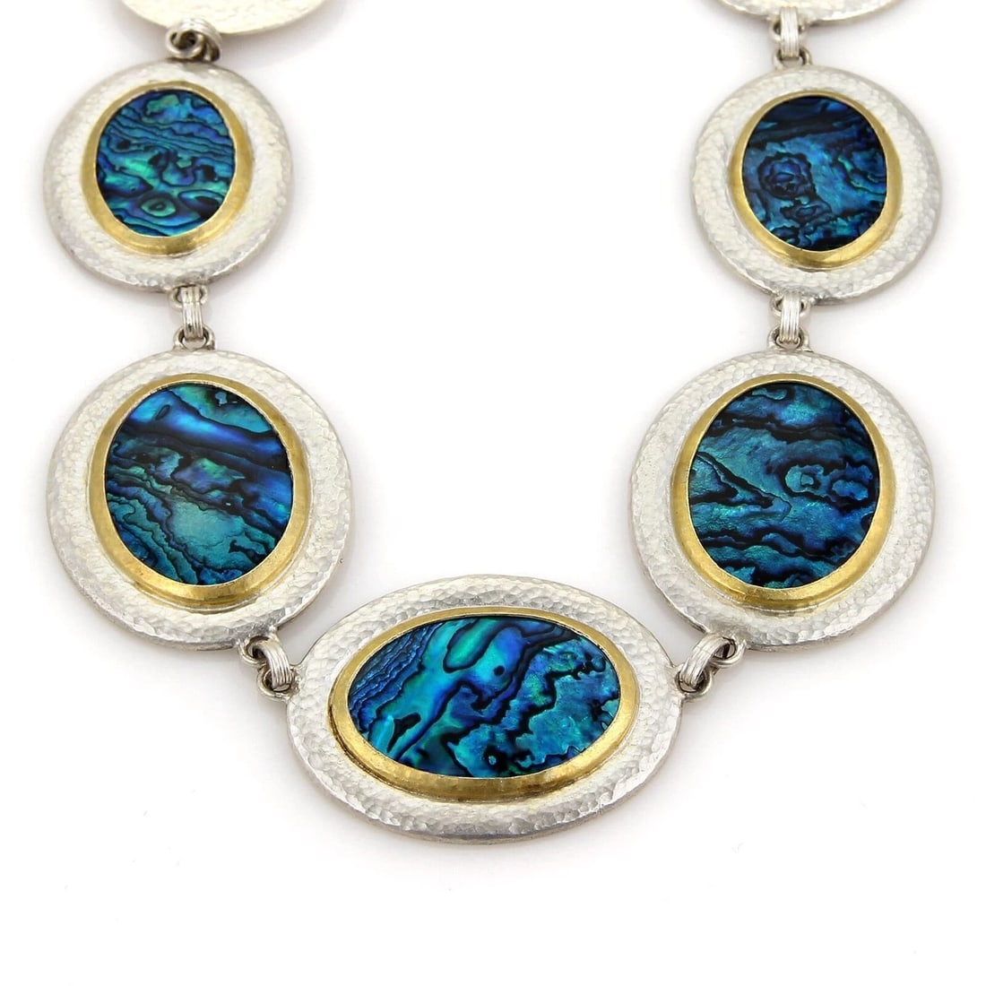 GURHAN SURF PAUA SHELL STERLING & 24K GOLD NECKLACE: Gurhan Surf Paua Shell Sterling & 24k Gold Necklace Brand: GURHAN Type: Necklace Material: sterling silver & 24k gold Color: Size: Measurement: 17"-19" long and 32mm Accessories: None Acce