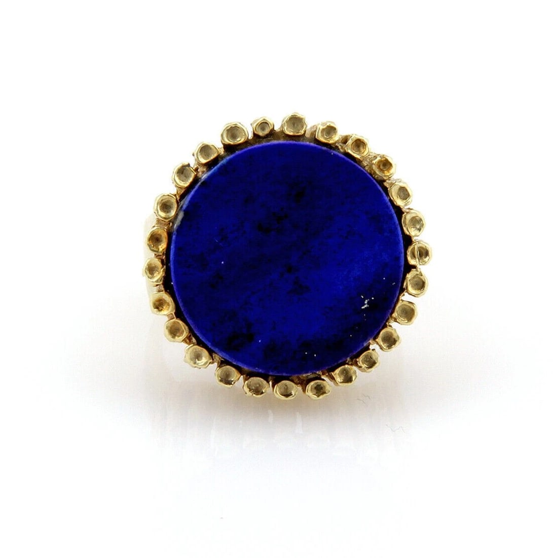 LAPIS RING W/TEXTURED ROUND SHAPE - 3
