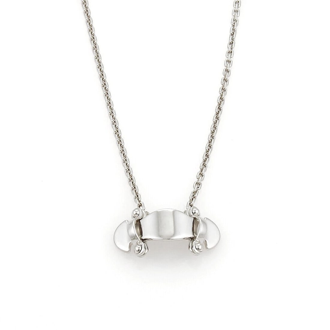 LOUIS VUITTON STAND BY ME PENDANT NECKLACE: Louis Vuitton Stand By Me Pendant Necklace Brand: Louis Vuitton Type: Pendant Material: 18k white gold Color: white Size: Measurements: Chain is: 16.5" long with pendant Pendant: 19.5mm long x