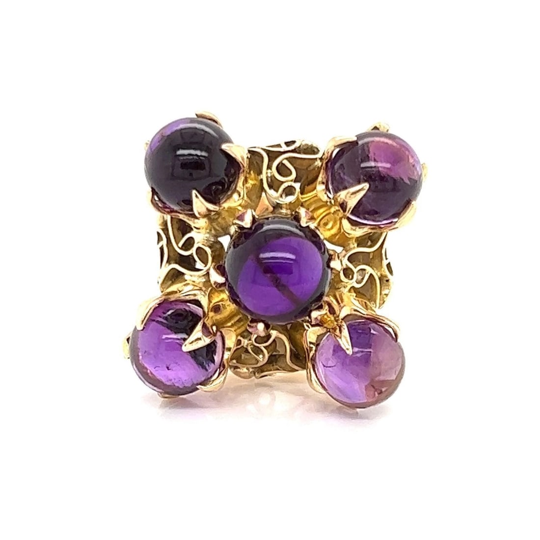 CABOCHON AMETHYST LARGE COCKTAIL RING - 2