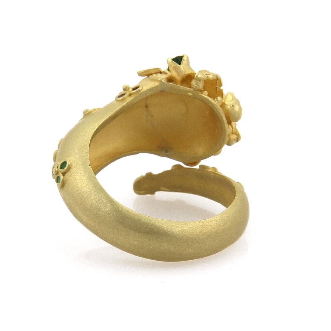 DIAMOND RUBY EMERALD SNAKE BYPASS RING - 4