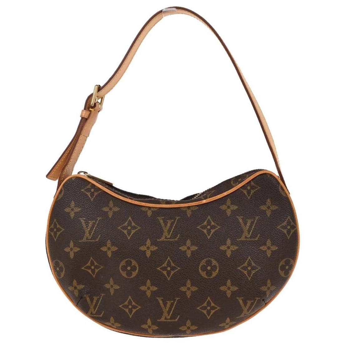 LOUIS VUITTON MONOGRAM POCHETTE CROISSANT HANDBAG: Louis Vuitton Monogram Pochette Croissant Handbag Brand: Louis Vuitton Type: Hobo Bag Material/Exterior Material: Monogram Canvas, Leather Color/Exterior Color: Brown Size: W 10.2 x H 5.5 x D