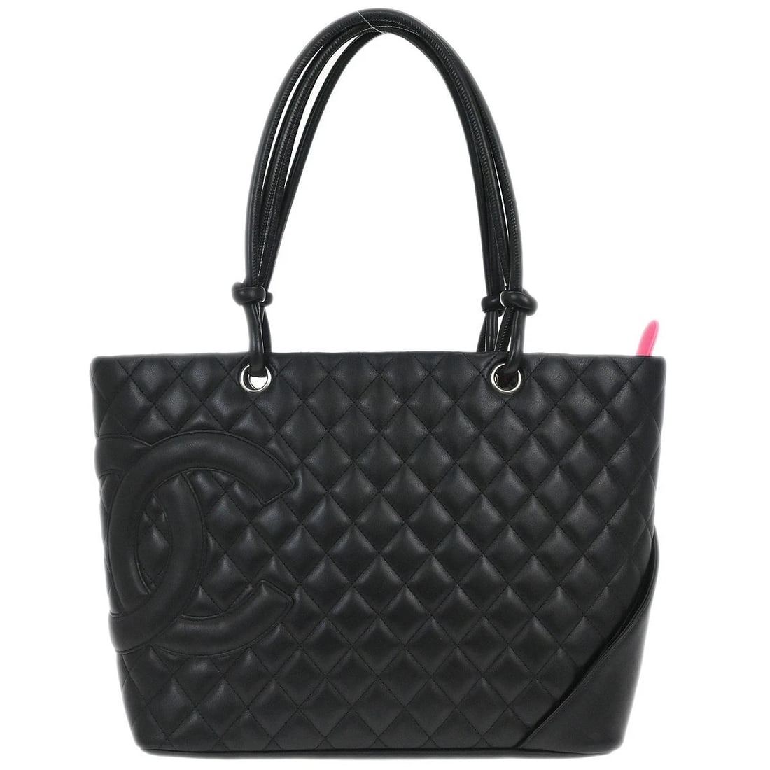 CHANEL BLACK CALFSKIN CAMBON LIGNE TOTE HANDBAG: Chanel Black Calfskin Cambon Ligne Tote Handbag Brand: CHANEL Type: Tote Material/Exterior Material: Calfskin Leather Color/Exterior Color: Black Size: W 11.8 x H 9.8 x D 5.9 " Handle Drop.