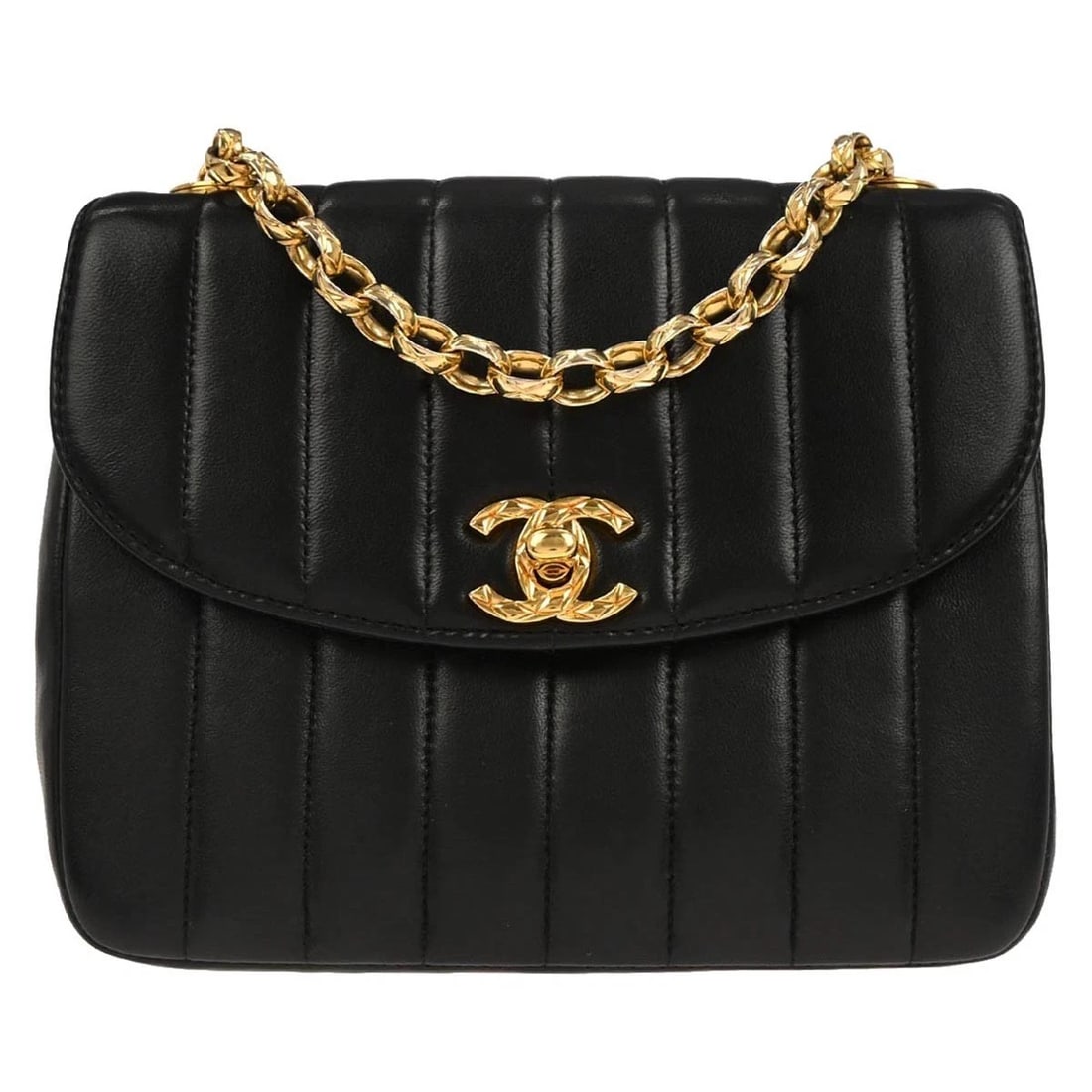 CHANEL BLACK LAMBSKIN MADEMOISELLE SHOULDER BAG: Chanel Black Lambskin Mademoiselle Shoulder Bag Brand: CHANEL Type: Shoulder Bag Material/Exterior Material: Lambskin Leather Color/Exterior Color: Black Size: W 6.7 x H 5.1 x D 2.8 " Strap Drop.