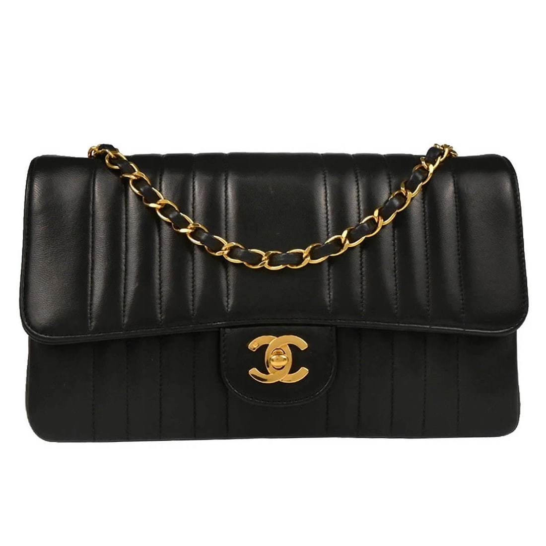 CHANEL BLACK LAMBSKIN MADEMOISELLE SINGLE FLAP SHOULDER BAG: Chanel Black Lambskin Mademoiselle Single Flap Shoulder Bag Brand: CHANEL Type: Shoulder Bag Material/Exterior Material: Lambskin Leather Color/Exterior Color: Black Size: W 9.8 x H 5.9 x D 2.8 "
