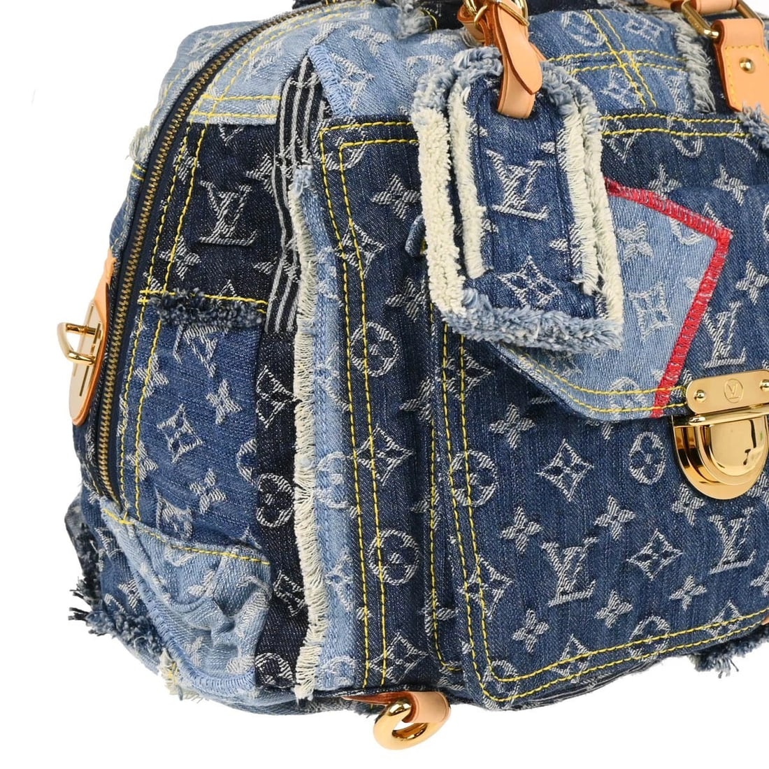 LOUIS VUITTON MONOGRAM DENIM PATCHWORK BOWLY SHOULDER BAG - 3