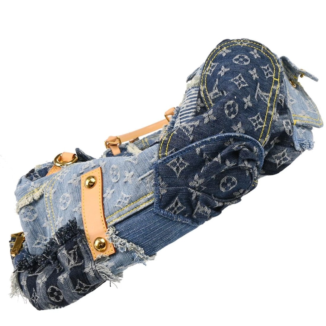 LOUIS VUITTON MONOGRAM DENIM PATCHWORK BOWLY SHOULDER BAG - 5