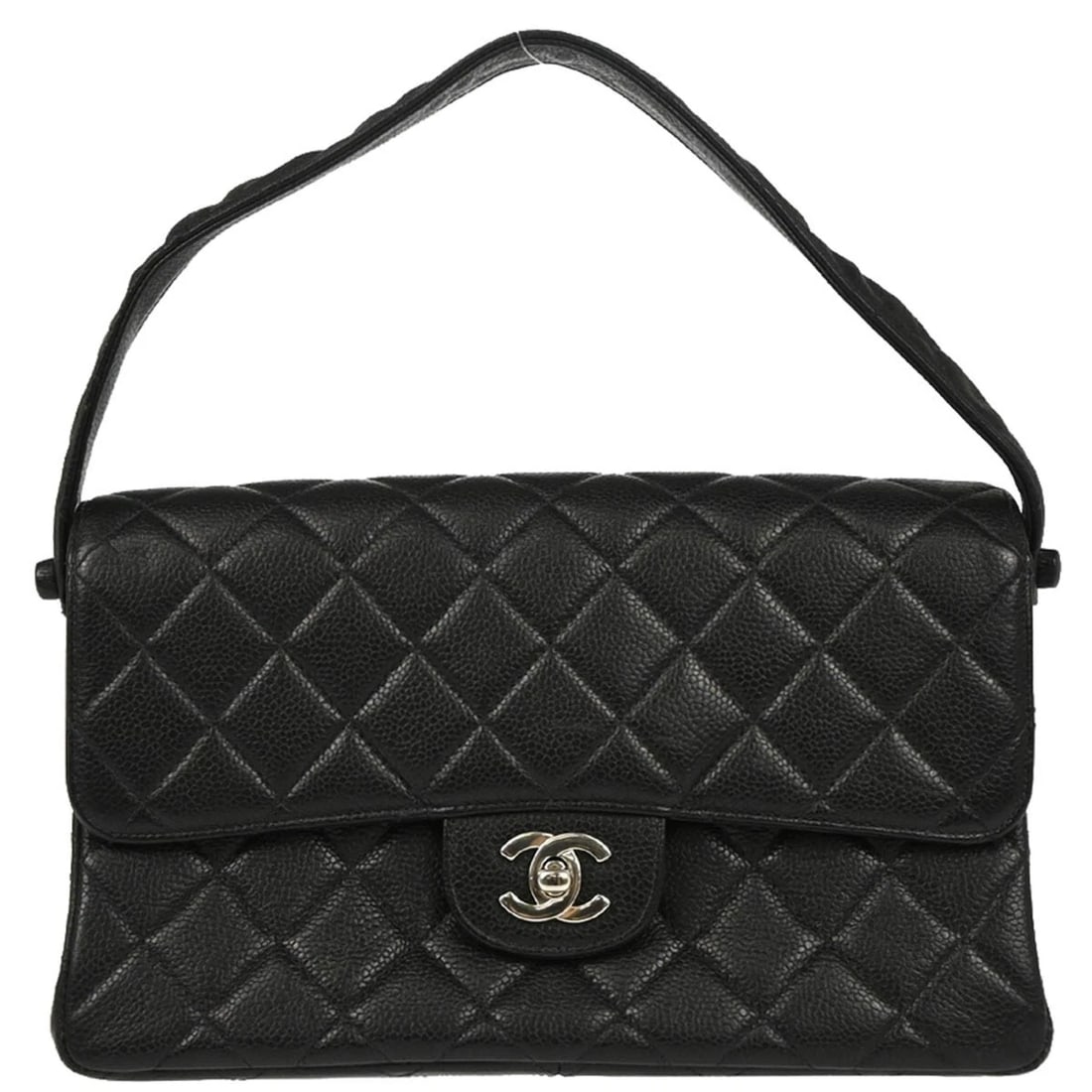 CHANEL BLACK CALFSKIN DOUBLE SIDED CLASSIC FLAP SHOULDER BAG (1 of 7)