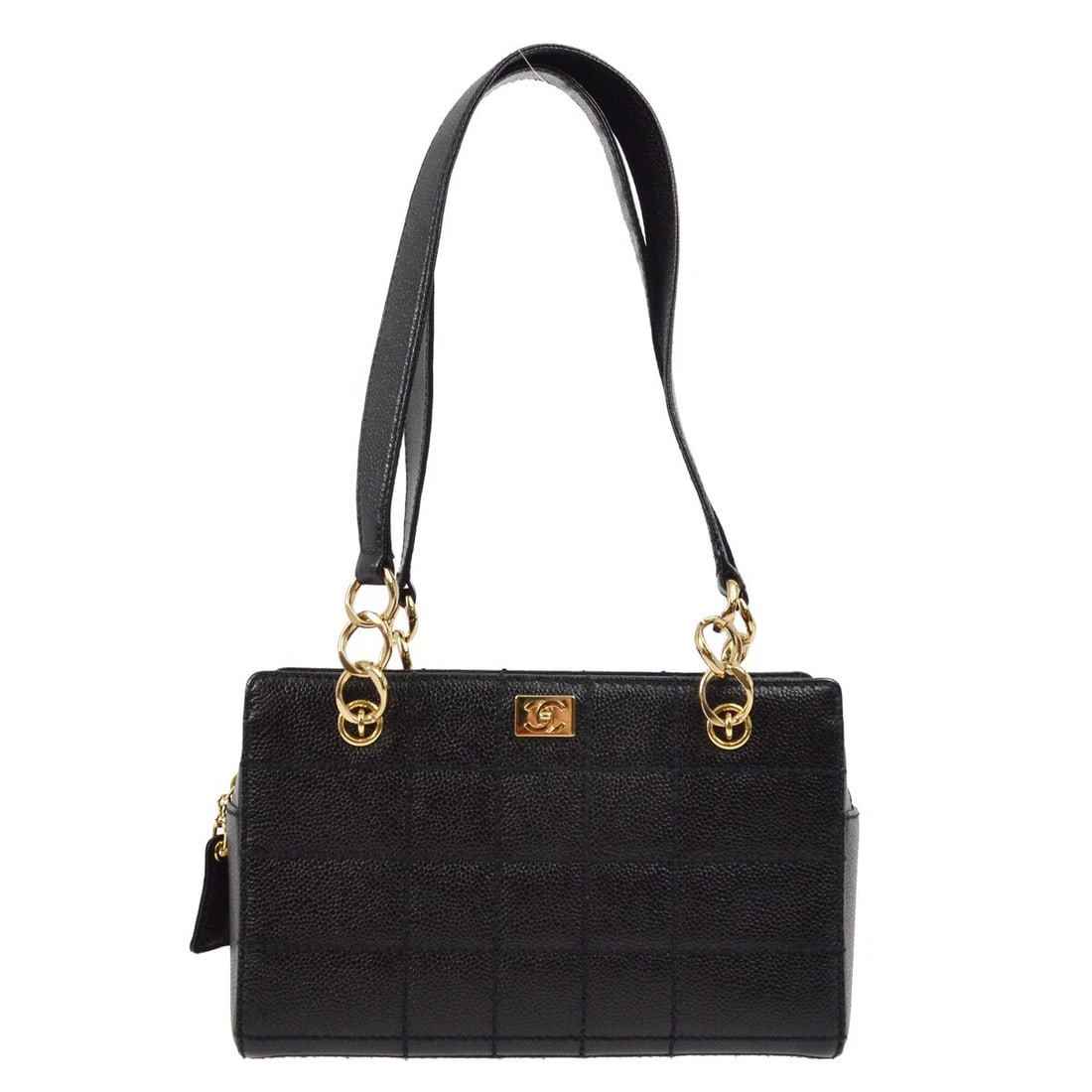 CHANEL BLACK CALFSKIN WILD STITCH CHOCO BAR CHAIN HANDBAG (1 of 4)