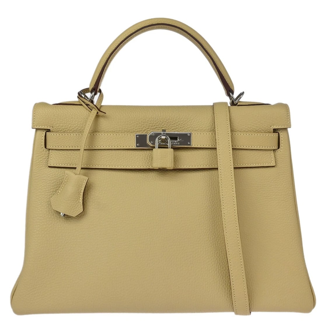 HERMES PECHEMIN TOGO KELLY 32 RETOURNE 2WAY HANDBAG: Hermes Pechemin Togo Kelly 32 Retourne 2way Handbag Brand: HERMÈS Type: Satchel/Top Handle Bag Material/Exterior Material: Togo leather Color/Exterior Color: Pechemin Size: W 12.6 x H 9.1 x D 4.7