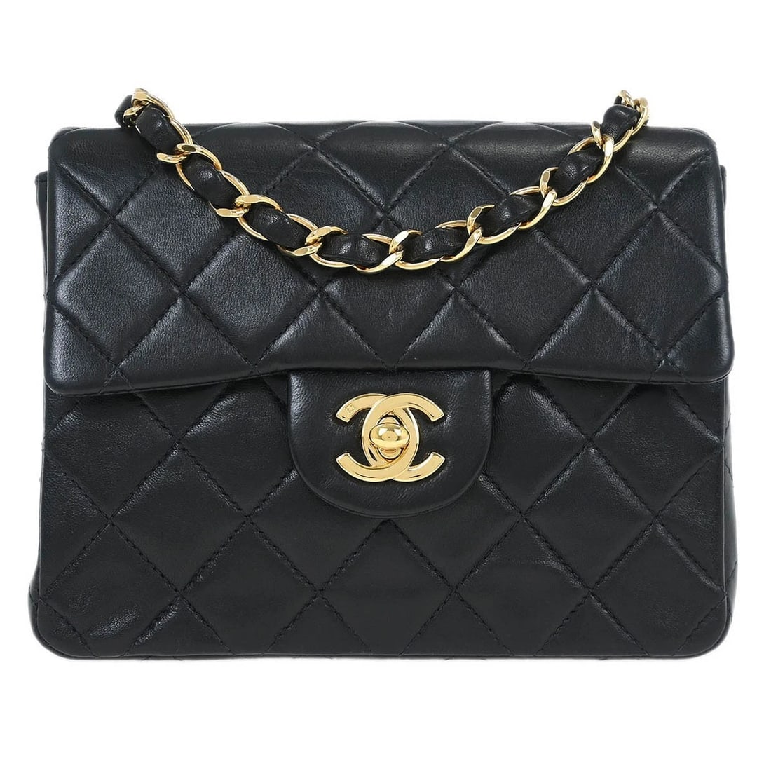 CHANEL BLACK LAMBSKIN MINI CLASSIC SQUARE FLAP SHOULDER BAG (1 of 6)