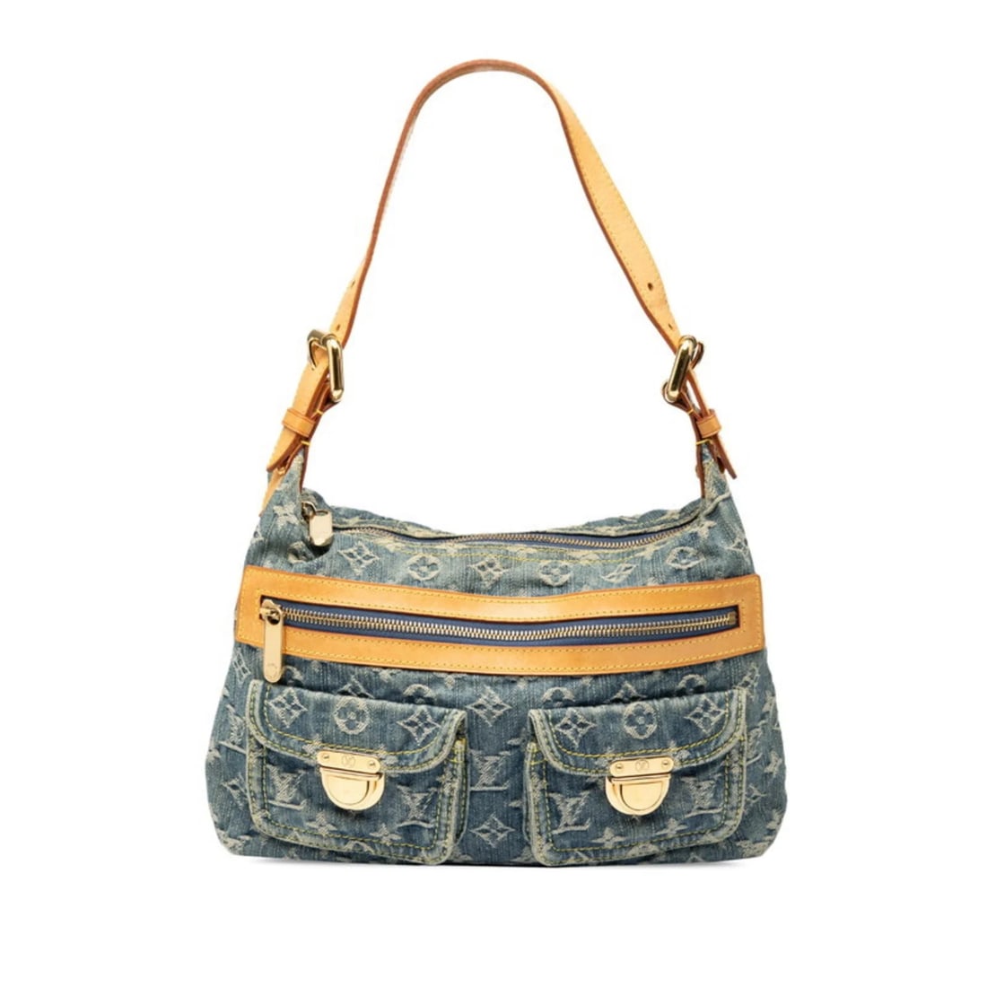 LOUIS VUITTON MONOGRAM DENIM BAGGY PM ONE-SHOULDER BAG: Louis Vuitton Monogram Denim Baggy PM One-Shoulder Bag Brand: Louis Vuitton Type/Style: Handbag, Shoulder bag Material: Denim , Leather Color: Blue Size: Size (HxWxD) 21.5cm x 32cm x 9cm / 8.46''