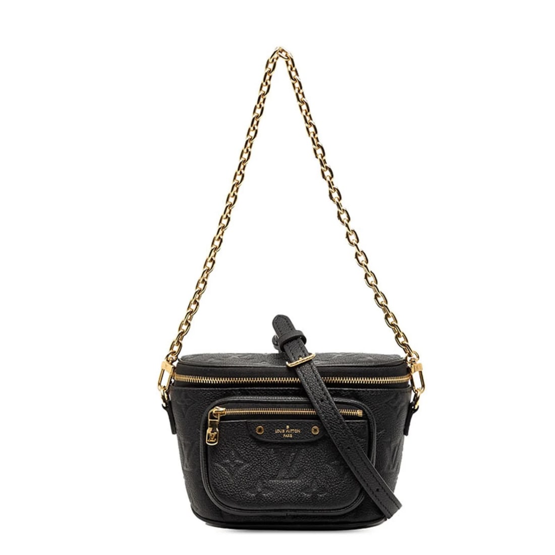 LOUIS VUITTON EMPREINTE MINI BUM BAG 2-WAY HANDBAG/: Louis Vuitton Empreinte Mini Bum Bag 2-Way Handbag/ Brand: Louis Vuitton Type/Style: Handbag, Shoulder bag Material: Leather Color: Black, Noir Size: Size (HxWxD) 12cm x 15cm x 7.5cm / 4.72'' x 5.