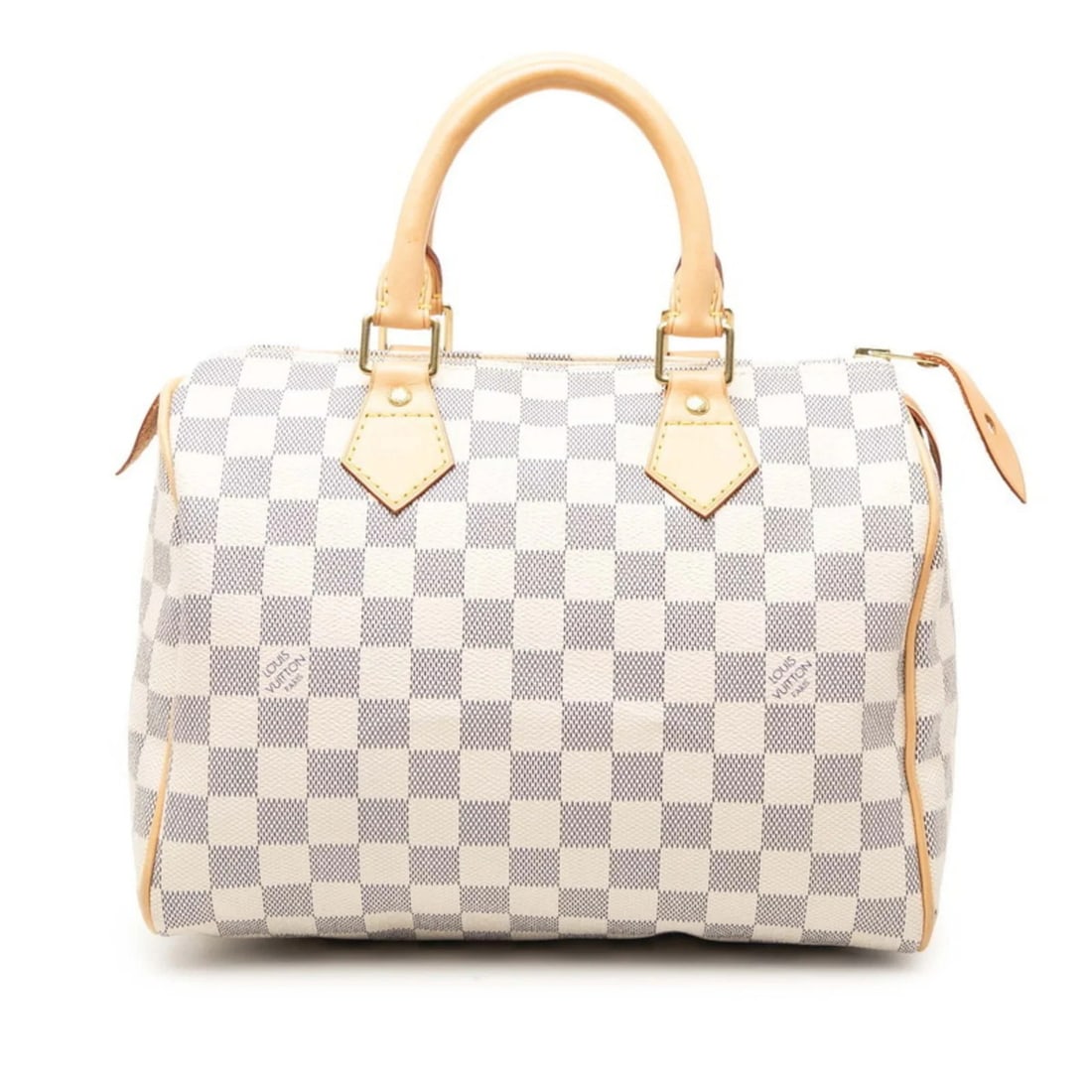 LOUIS VUITTON DAMIER AZUR SPEEDY 25 HANDBAG/MINI BOSTON BAG: Louis Vuitton Damier Azur Speedy 25 Handbag/Mini Boston Bag Brand: Louis Vuitton Type/Style: Boston bag, Handbag Material: PVC , Leather Color: White Size: Size (HxWxD) 22cm x 26cm x 12cm / 8.66''