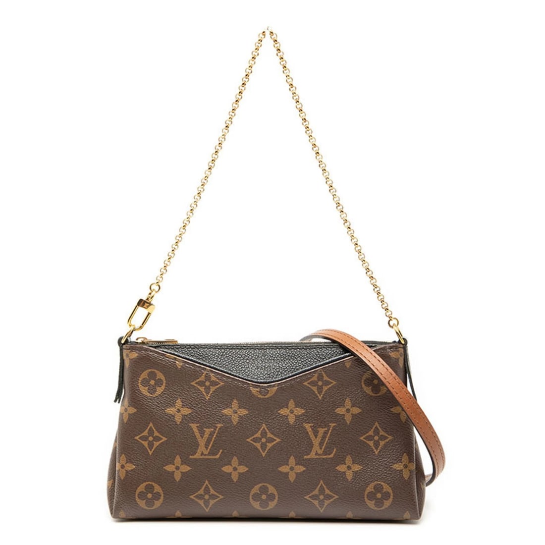 LOUIS VUITTON MONOGRAM PALLAS CLUTCH CHAIN SHOULDER BAG/: Louis Vuitton Monogram Pallas Clutch Chain Shoulder Bag/ Brand: Louis Vuitton Type/Style: Handbag, Shoulder bag Material: PVC , Leather Color: Black, Brown Size: Size (HxWxD) 12cm x 21.5cm x 4.5cm