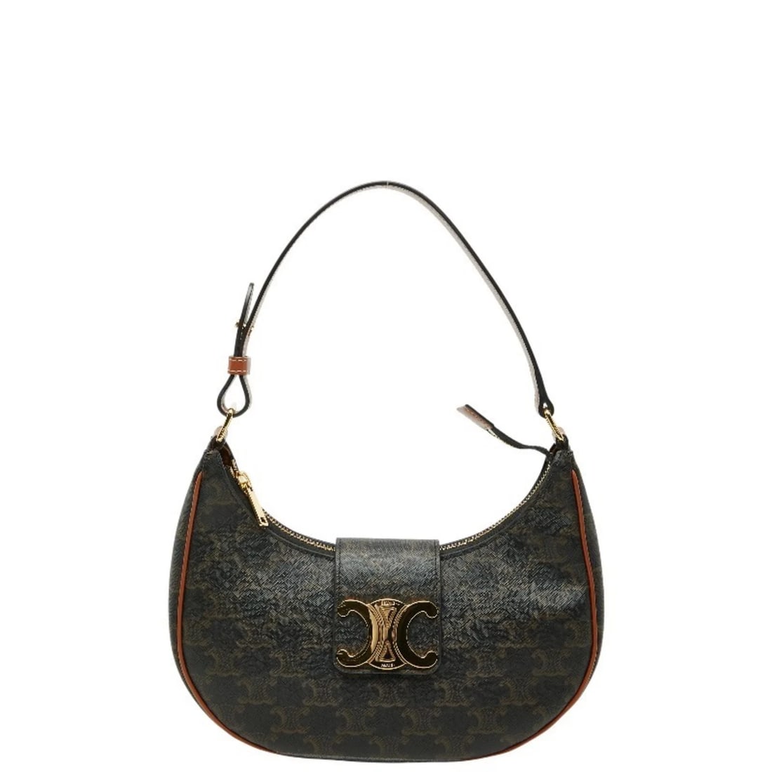 CELINE TRIOMPHE ONE-SHOULDER BAG: Celine Triomphe One-Shoulder Bag Brand: Celine Type/Style: Shoulder bag Material: PVC , Leather Color: Black, Brown Size: Size (HxWxD) 12cm x 25cm x 7cm / 4.72'' x 9.84'' x 2.75'' Handle Drop 21.0