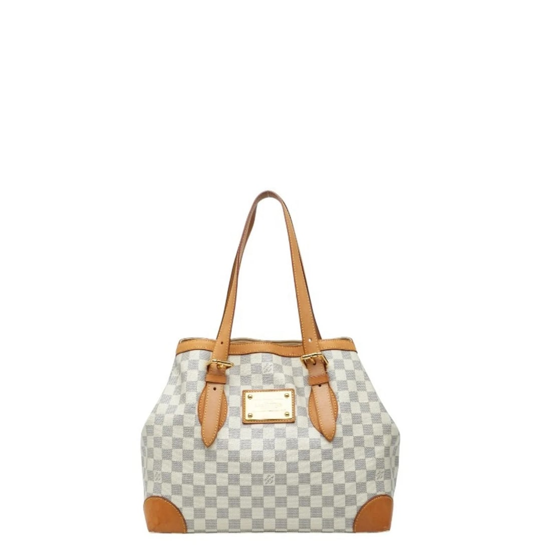 LOUIS VUITTON DAMIER AZUR HAMPSTEAD MM TOTE BAG: Louis Vuitton Damier Azur Hampstead MM Tote Bag Brand: Louis Vuitton Type/Style: Tote bag Material: PVC , Leather Color: White Size: Size (HxWxD) 26.5cm x 35cm x 17cm / 10.43'' x 13.77'' x
