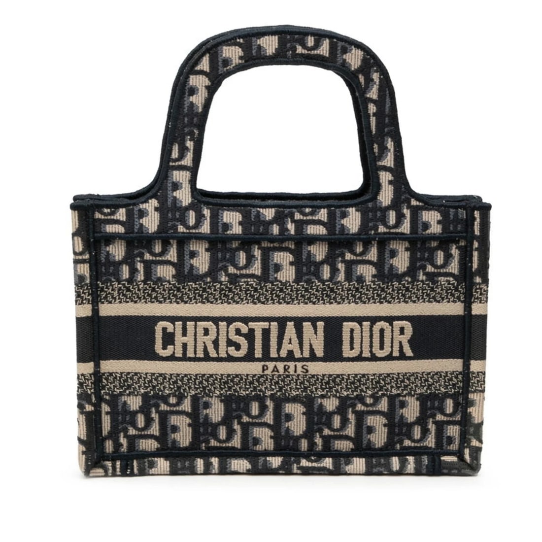 CHRISTIAN DIOR DIOR TROTTER OBLIQUE BOOK TOTE MINI HANDBAG BAG: Christian Dior Dior Trotter Oblique Book Tote Mini Handbag Bag Brand: Christian Dior Type/Style: Handbag, Tote bag Material: Trotter Color: Beige, Navy Size: Size (HxWxD) 15.5cm x 22.5cm /