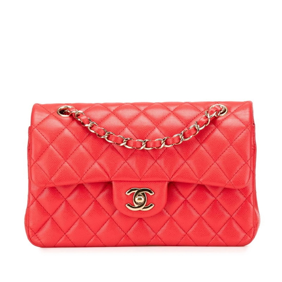 CHANEL MATELASSE 23 COCO MARK DOUBLE FLAP CHAIN SHOULDER BAG: CHANEL Matelasse 23 Coco Mark Double Flap Chain Shoulder Bag Brand: Chanel Type/Style: Shoulder bag Material: Grained Calfskin Color: Red color Size: Size (HxWxD) 14.5cm x 23cm x 6cm / 5.7'' x
