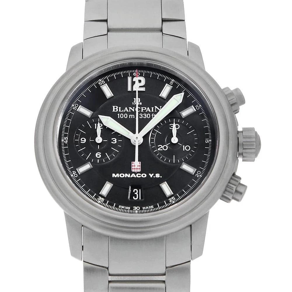 BLANCPAIN LEMAN FLYBACK CHRONOGRAPH MONACO WRIST WATCH: BLANCPAIN Leman Flyback Chronograph Monaco Wrist Watch Brand: BLANCPAIN Type: Wrist watch Material: Band Material Stainless Steel, Case Material Stainless Steel Color: Black Size: Case:W38mm Circu