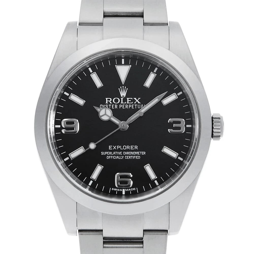 ROLEX EXPLORER I EARLY MODEL BLACKOUT BLACK WRIST WATCH: ROLEX Explorer I early model blackout black Wrist Watch Brand: ROLEX Type: Wrist watch Material: Band Material Stainless Steel, Case Material Stainless Steel Color: Black Size: Case:W39mm Circumfe