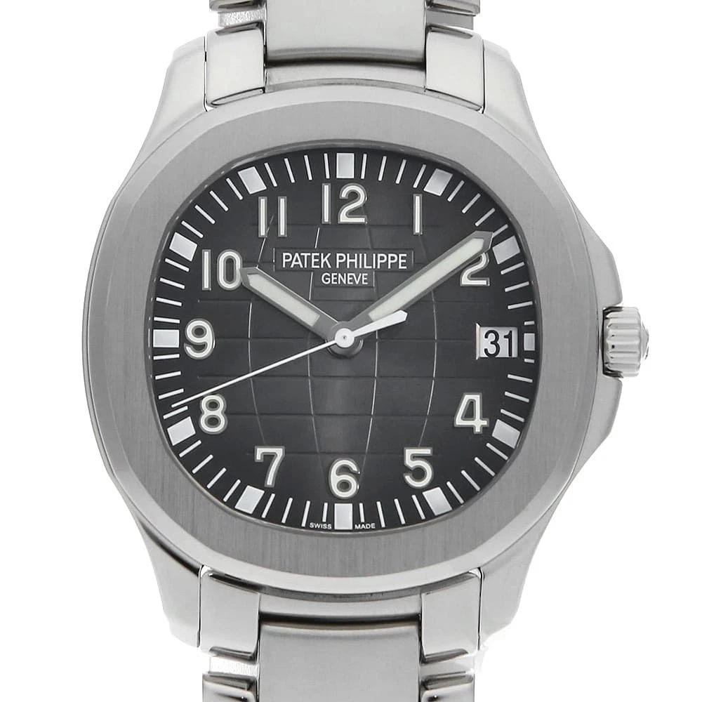PATEK PHILIPPE AQUANAUT SECOND HAND WRIST WATCH: PATEK PHILIPPE Aquanaut second hand Wrist Watch Brand: PATEK PHILIPPE Type: Wrist watch Material: Band Material Stainless Steel, Case Material Stainless Steel Color: Black Size: Case:W40.8mm Circu