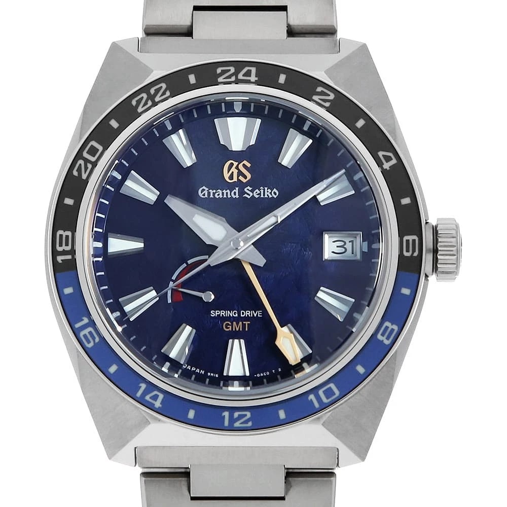 GRAND SEIKO SPORTS COLLECTION SPRING DRIVE GMT WRIST WATCH: Grand Seiko Sports Collection Spring Drive GMT Wrist Watch Brand: Grand Seiko Type: Wrist watch Material: Band Material Bright Titanium, Case Material Bright Titanium Color: Blue Size:
