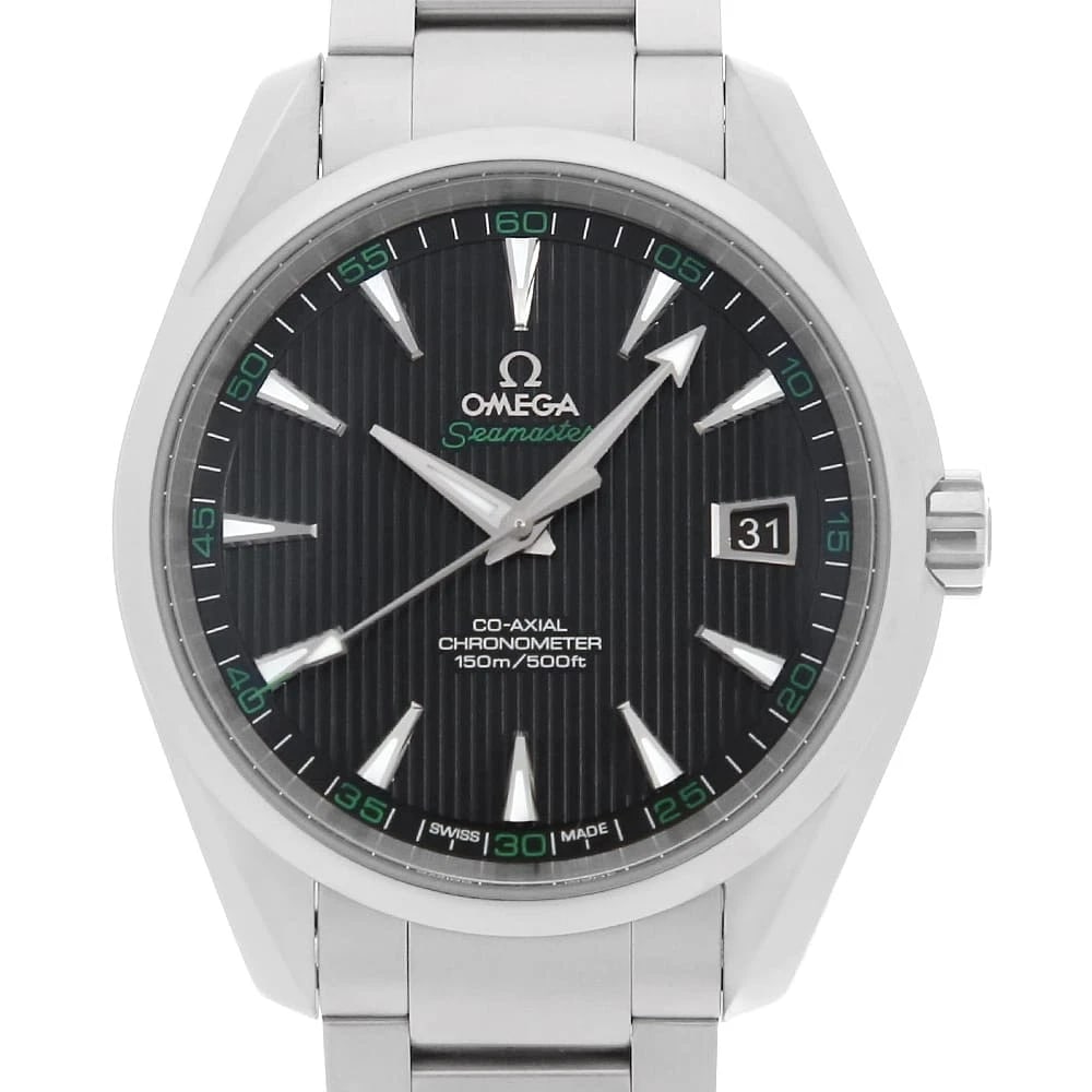 OMEGA SEAMASTER AQUA TERRA CO-AXIAL CHRONOMETER GOLF WRIST WATCH: OMEGA Seamaster Aqua Terra Co-Axial Chronometer Golf Wrist Watch Brand: OMEGA Type: Wrist watch Material: Band Material Stainless Steel, Case Material Stainless Steel Color: Black Size: Case:W41.5