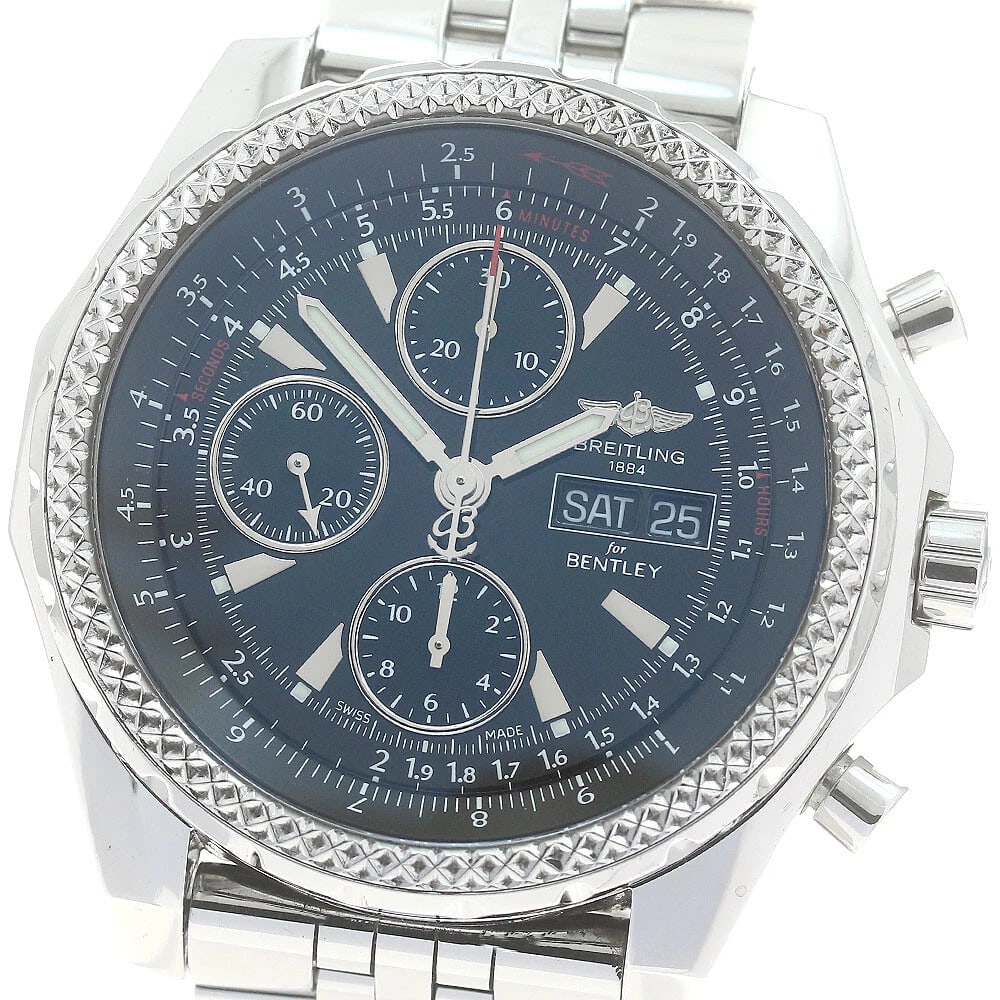 BREITLING BENTLEY CHRONOGRAPH AT WATCH WRIST WATCH: BREITLING Bentley Chronograph AT Watch Wrist Watch Brand: BREITLING Type: Wristwatch Material: Band Material Stainless Steel, Case Material Stainless Steel Color: Band Color Silver, Case Color Silv